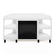 Furinno JENSEN Corner Fireplace TV Stand with 4 Open Compartments Solid White
