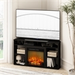 Furinno JENSEN Corner TV Stand with Fireplace for TV up to 55 Inches Americano