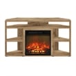 Furinno JENSEN Corner TV Stand with Fireplace for TV up to 55 Flagstaff Oak