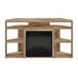 Furinno JENSEN Corner TV Stand with Fireplace for TV up to 55 Flagstaff Oak