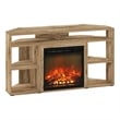 Furinno JENSEN Corner TV Stand with Fireplace for TV up to 55 Flagstaff Oak