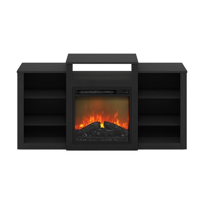 Furinno JENSEN TV Stand with Electric Fireplace for TV up to 55&quot Americano