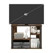 Furinno CLASSIC TV Stand with Plastic Poles for TV up to Amber Pine/Black