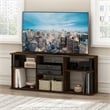 Furinno CLASSIC TV Stand with Plastic Poles for TV up to Amber Pine/Black