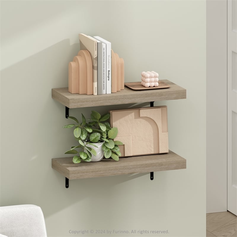Furinno TANNA 22-Inch Wall Mounted Floating Display Shelves in Natural Set of 2