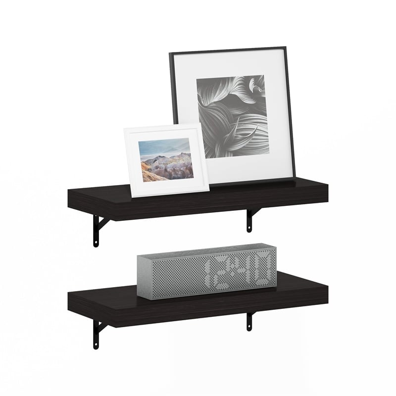 Furinno TANNA 22-Inch Wall Mounted Floating Display Shelves in Tobacco Set of 2