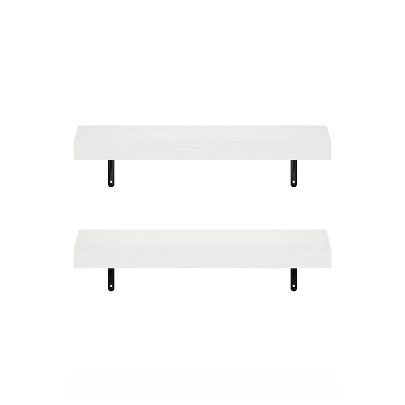 Furinno TANNA 22-Inch Wall Mounted Floating Display Shelves in White Set of 2