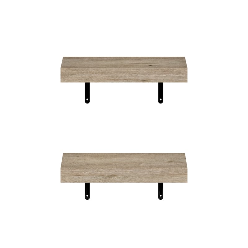 Furinno TANNA 15-Inch Wall Mounted Floating Display Shelves in Natural Set of 2
