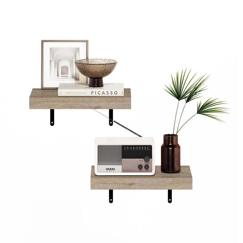Furinno TANNA 15-Inch Wall Mounted Floating Display Shelves in Natural Set of 2