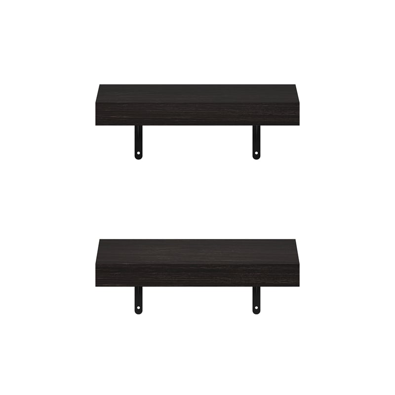 Furinno TANNA 15-Inch Wall Mounted Floating Display Shelves in Tobacco Set of 2