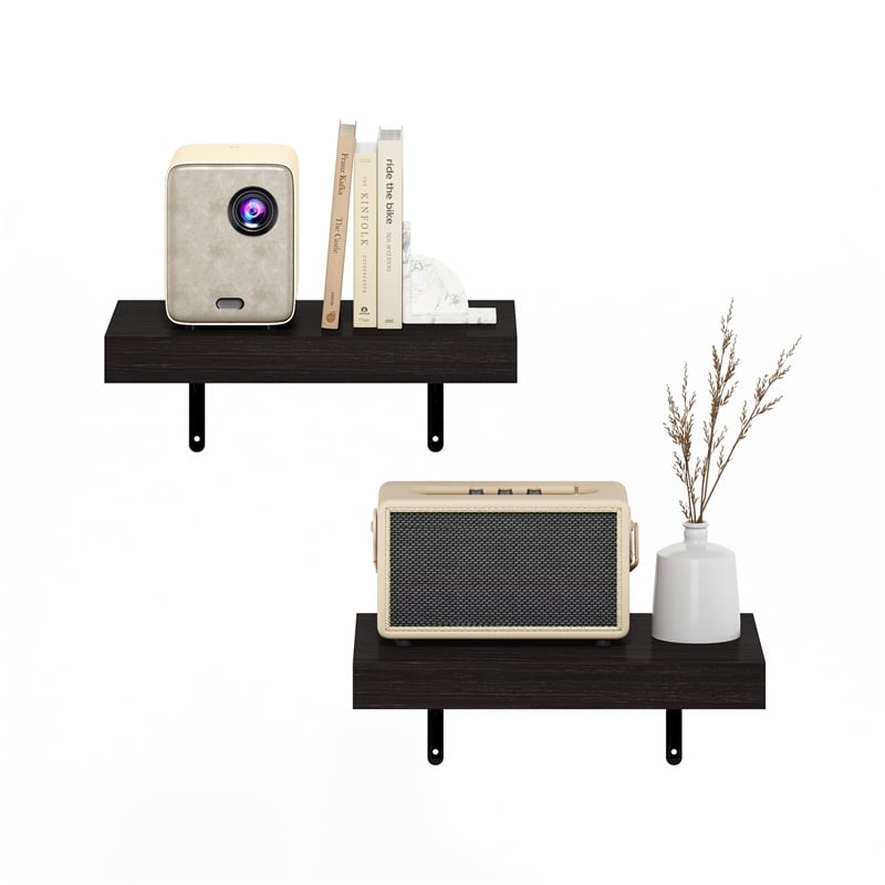 Furinno TANNA 15-Inch Wall Mounted Floating Display Shelves in Tobacco Set of 2