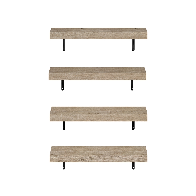 Furinno TANNA 22-Inch Wall Mounted Floating Display Shelves in Natural Set of 4