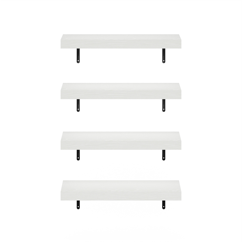 Furinno TANNA 22-Inch Wall Mounted Floating Display Shelves in White Set of 4