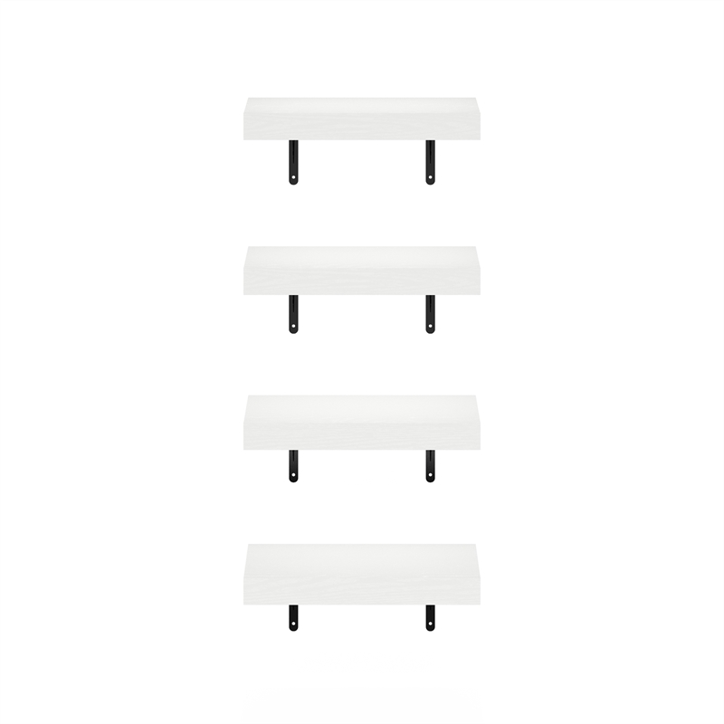 Furinno TANNA 15-Inch Wall Mounted Floating Display Shelves in White Set of 4