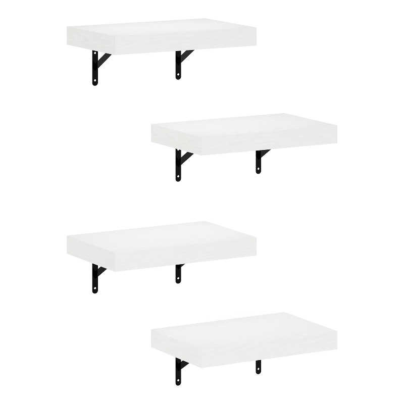 Furinno TANNA 15-Inch Wall Mounted Floating Display Shelves in White Set of 4