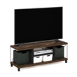 Furinno Besi No Tools Assembly Industrial Style TV Stand in Amber Pine/Black