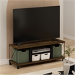 Furinno Besi No Tools Assembly Industrial Style TV Stand in Amber Pine/Black
