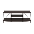 Furinno Besi No Tools Assembly Industrial Style TV Stand in Dark Oak