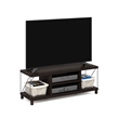 Furinno Besi No Tools Assembly Industrial Style TV Stand in Dark Oak