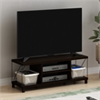 Furinno Besi No Tools Assembly Industrial Style TV Stand in Dark Oak