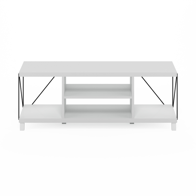 Furinno Besi No Tools Assembly Industrial Style TV Stand in Entertainment White