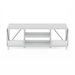 Furinno Besi No Tools Assembly Industrial Style TV Stand in Entertainment White