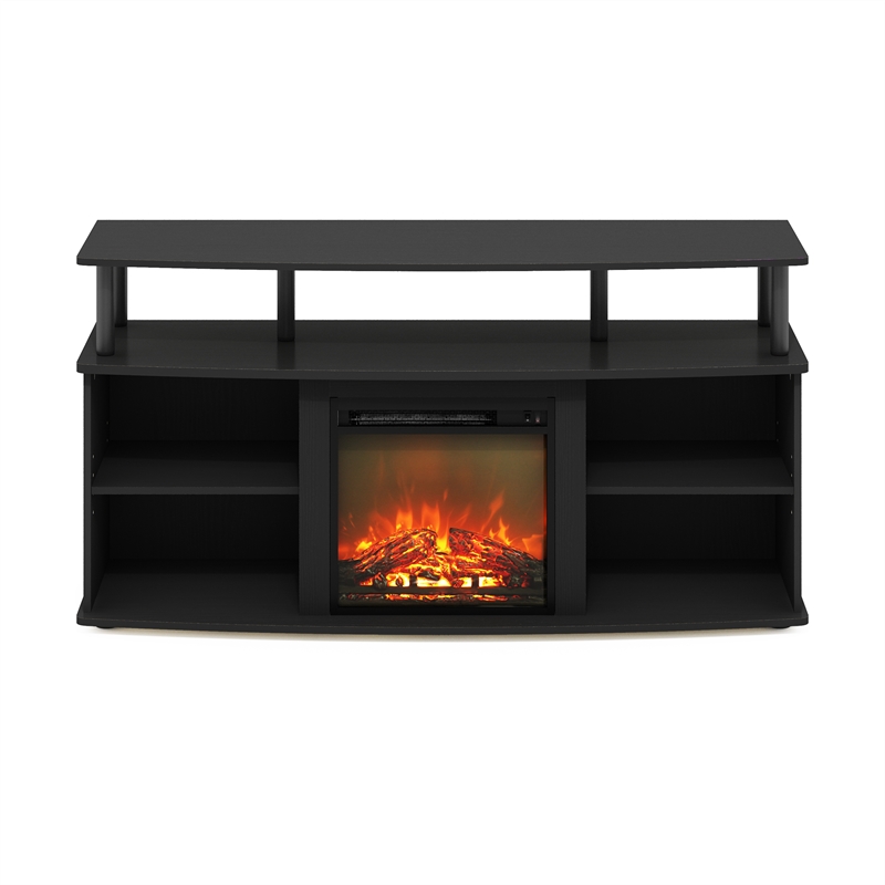 Furinno JENSEN Open Shelving Storage Fireplace Entertainment Americano/Black