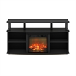 Furinno JENSEN Open Shelving Storage Fireplace Entertainment Americano/Black