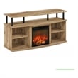 Furinno JENSEN Open Shelving Storage Fireplace Entertainment Flagstaff Oak/Black