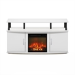 Furinno JENSEN Living Room Fireplace Entertainment Center with Solid White/Black