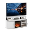 Furinno JENSEN Living Room Fireplace Entertainment Center with Solid White/Black