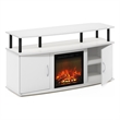 Furinno JENSEN Living Room Fireplace Entertainment Center with Solid White/Black
