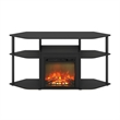 Furinno JENSEN Open Storage Corner Fireplace TV Entertainment Americano/Black