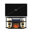 Furinno JENSEN Open Storage Corner Fireplace TV Entertainment Americano/Black