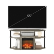 Furinno JENSEN Open Storage Corner Fireplace TV French Oak Grey/Black