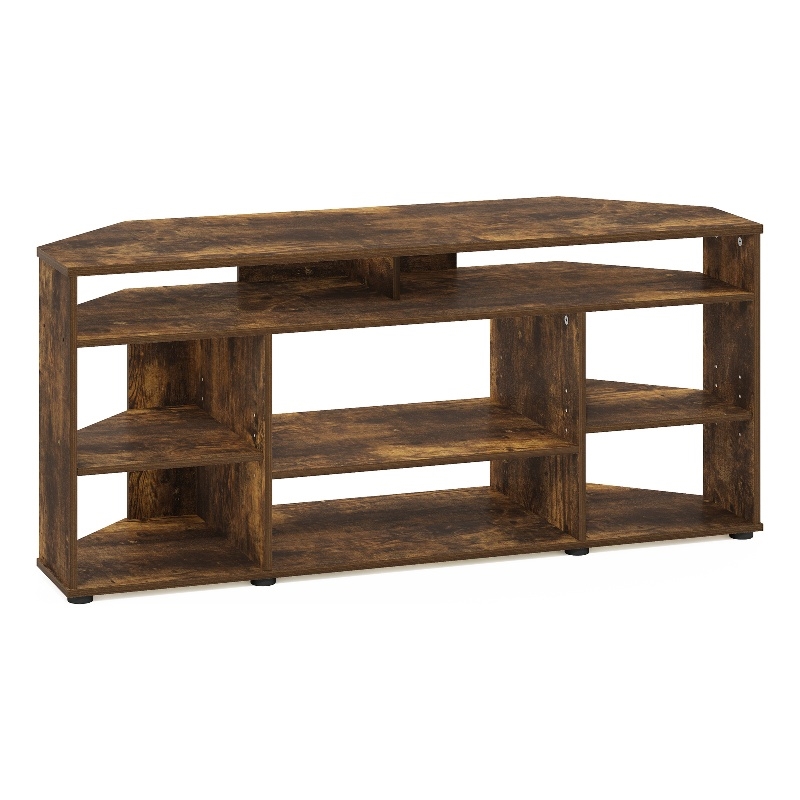 Furinno JENSEN Corner TV Stand TV up to 55 Inches in Amber Pine