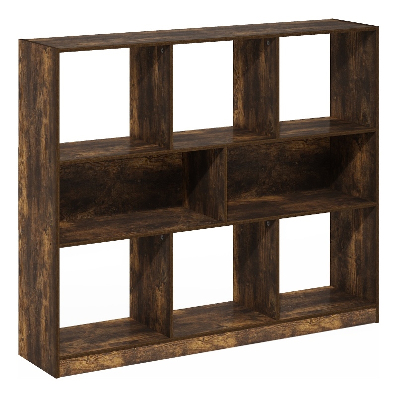 Furinno DALY 8-Cube 3 Tier Bookshelf Organizer 47 Width in Amber Pine