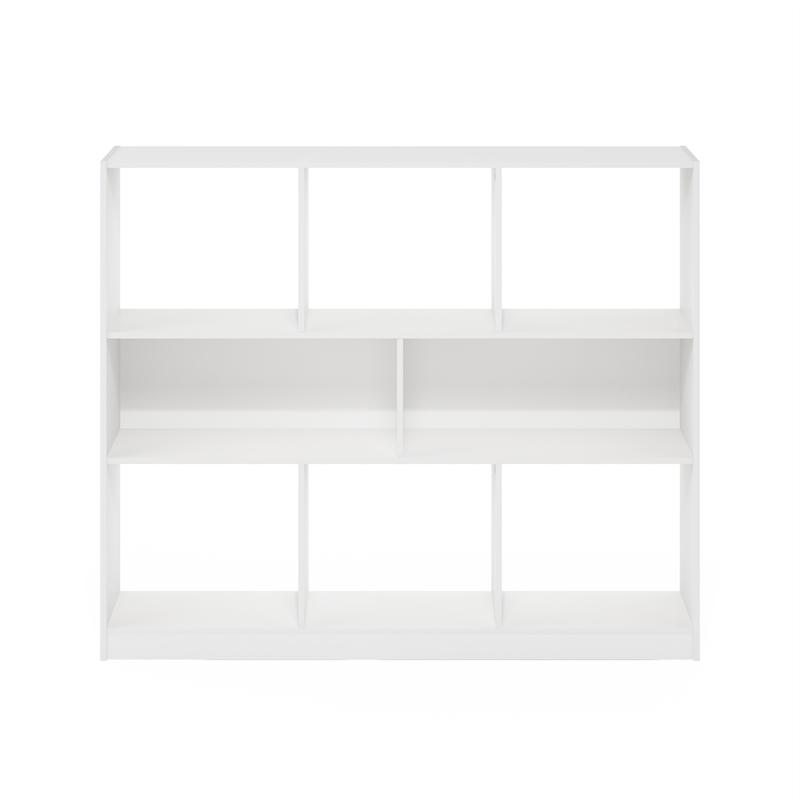 Furinno Daly 8-Cube 3 Tier Bookshelf Organizer 47 Width in White