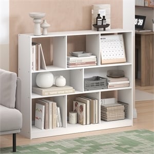 Furinno DALY 8-Cube 3 Tier Bookshelf Organizer 47 Width in White