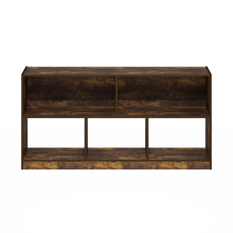 Furinno Daly 5-Cube 2 Tier Bookshelf Organizer 47 Width in Amber Pine