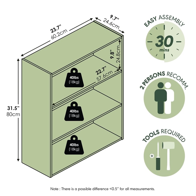 Furinno PASIR 3-Tier Open Shelf in Maple