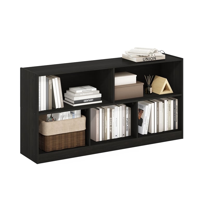 Furinno Daly 5-Cube 2 Tier Bookshelf Organizer 47 Width in Espresso