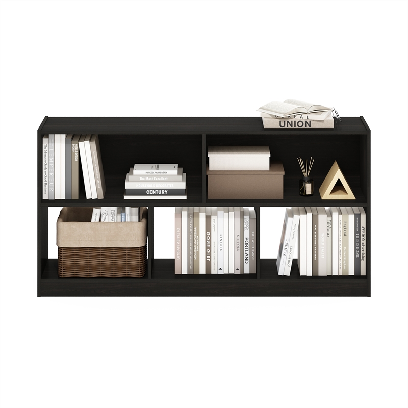 Furinno Daly 5-Cube 2 Tier Bookshelf Organizer 47 Width in Espresso