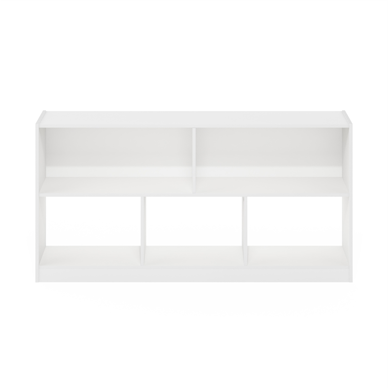 Furinno Daly 5-Cube 2 Tier Bookshelf Organizer 47 Width in White