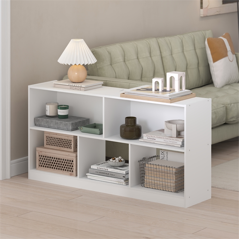 Furinno Daly 5-Cube 2 Tier Bookshelf Organizer 47 Width in White