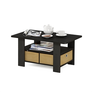 Furinno Andrey Coffee Table with Bin Drawer in Dark Espresso