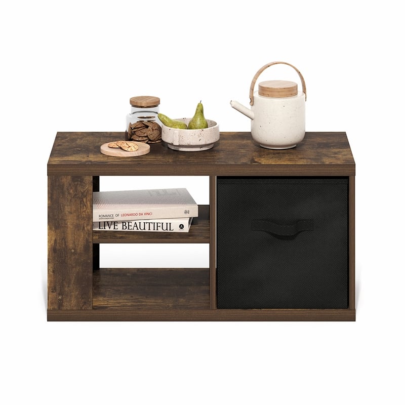 Furinno VIOLA Coffee Table with Storage Bin in Amber Pine