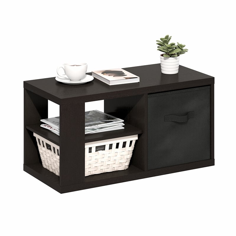 Furinno VIOLA Coffee Table with Storage Bin in Dark Oak