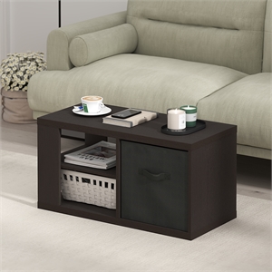 Furinno Viola Coffee Table with Storage Bin in Dark Oak
