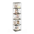 Furinno Rata 6-Tier Flat Base Shelf Display Rack Narrow in French Oak Grey